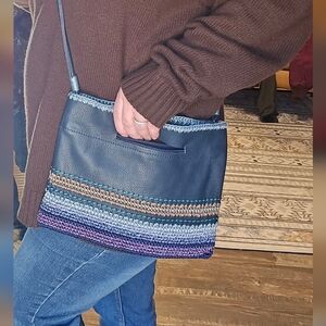 The SAK Back To Bali Crossbody Leather Clutch Purse With Crochet Accents